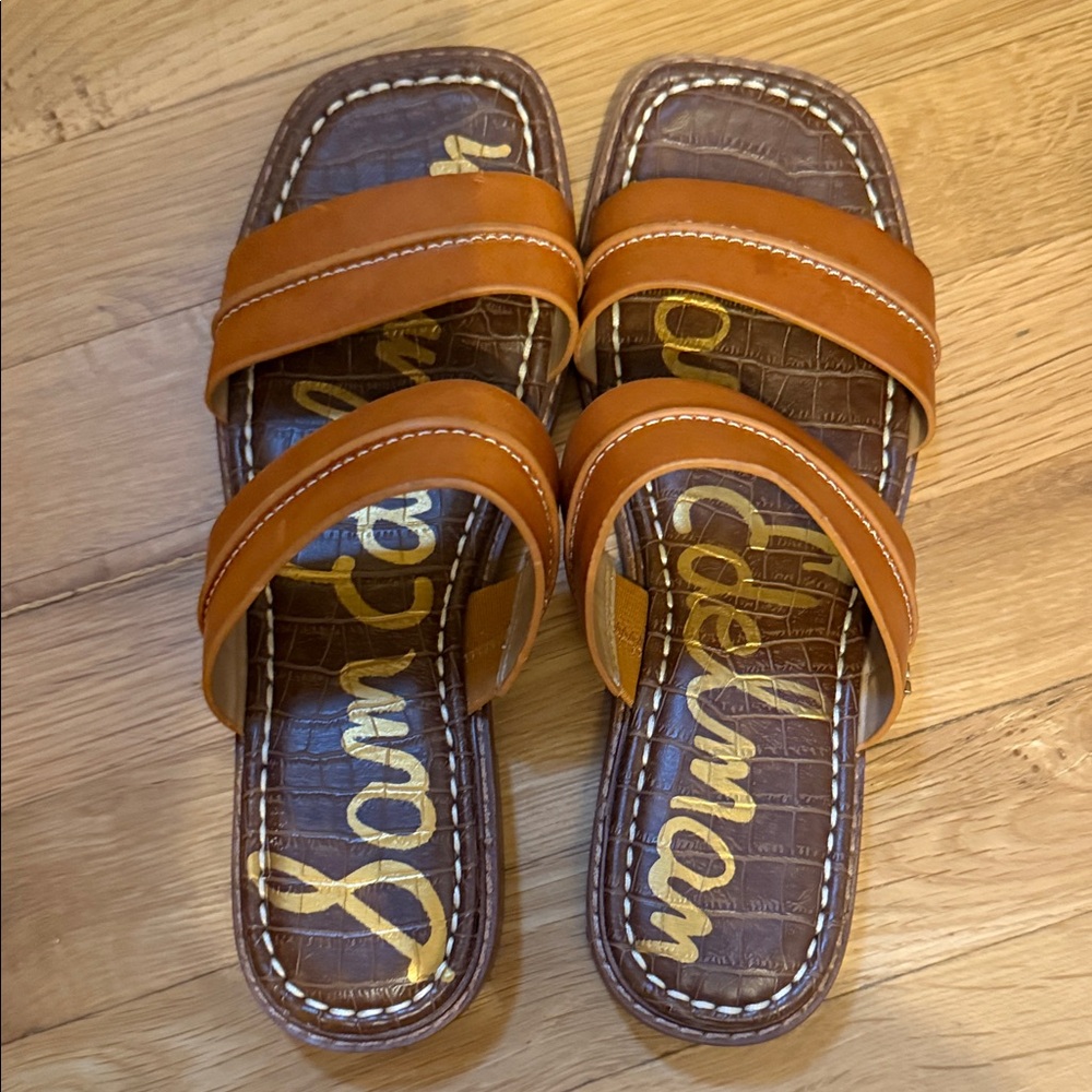 Sam Edelman Cognac and Chocolate Slides
